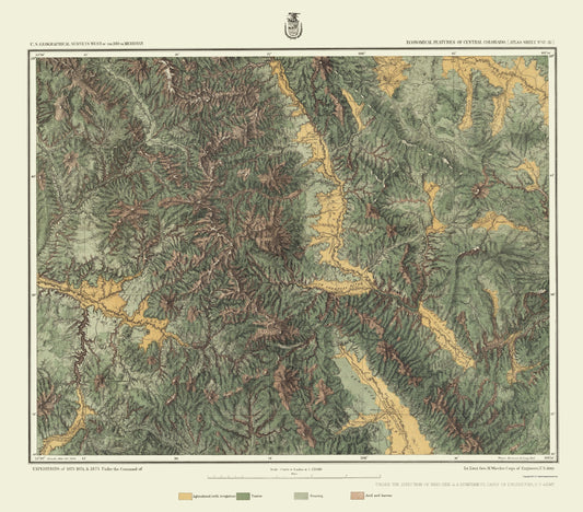 Topographical Map - Colorado Central Economic Sheet - US Army 1879 - 23 x 26.21 - Vintage Wall Art