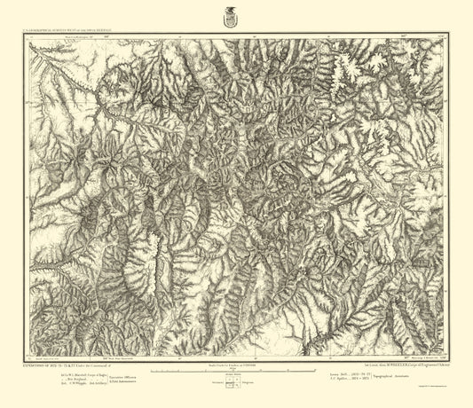 Topographical Map - Colorado Southwest Sheet - US Army 1877 - 23 x 26.65 - Vintage Wall Art