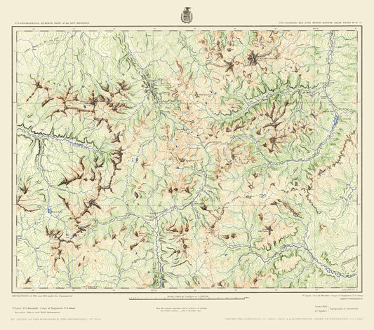 Topographical Map - Colorado Southwest Sheet - US Army 1877 - 23 x 26.05 - Vintage Wall Art