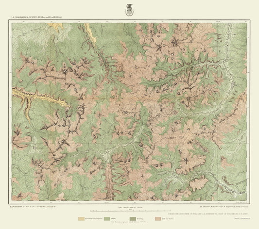 Topographical Map - Colorado Southwest Land Classification Sheet - US Army 1877 - 23 x 25.97 - Vintage Wall Art