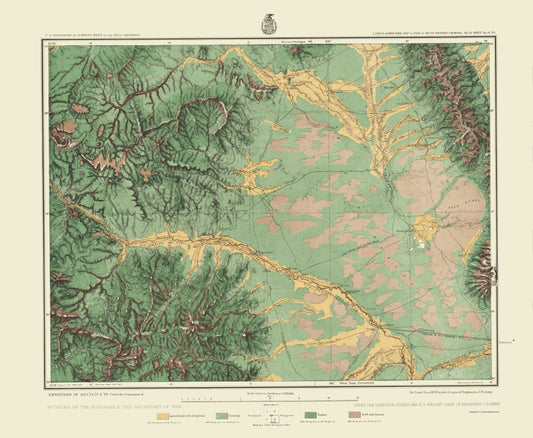 Topographical Map - Colorado Southwest Land Classification Sheet - US Army 1876 - 23 x 27.99 - Vintage Wall Art