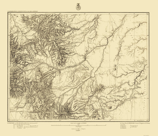 Topographical Map - Colorado South Sheet - US Army 1878 - 23 x 26.81 - Vintage Wall Art