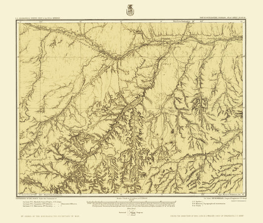 Topographical Map - Colorado Southeast Sheet - US Army 1877 - 23 x 27.12 - Vintage Wall Art