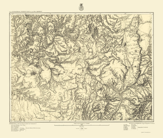 Topographical Map - Colorado New Mexico Sheet - US Army 1882 - 23 x 27.20 - Vintage Wall Art