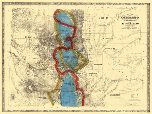 Historic State Map - Colorado Parks - Mink 1865 - 23 x 30.62 - Vintage Wall Art