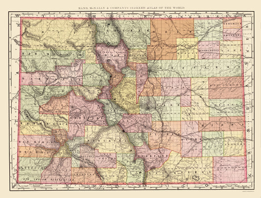 Historic State Map - Colorado - Rand McNally 1897 - 23 x 30.25 - Vintage Wall Art