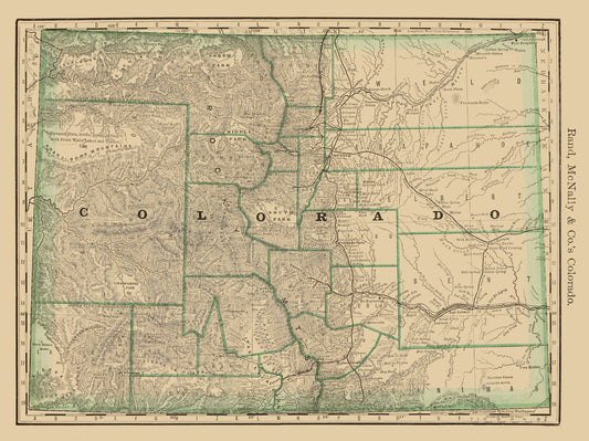 Historic State Map - Colorado - Rand McNally 1879 - 23 x 30.72 - Vintage Wall Art