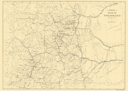 Historic State Map - Colorado Drainage - Hayden 1881 - 23 x 32.32 - Vintage Wall Art