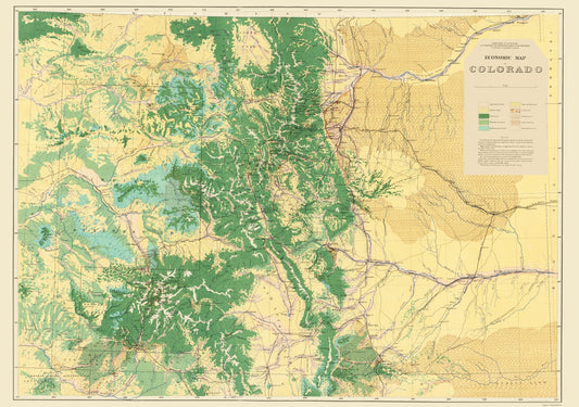 Topographical Map - Colorado Economic - USGS 1881 - 23 x 32.68 - Vintage Wall Art