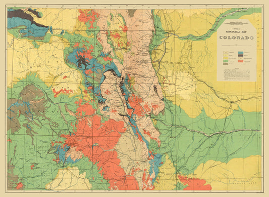 Topographical Map - Colorado Geological - USGS 1881 - 23 x 31.52 - Vintage Wall Art