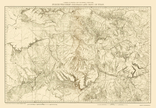 Topographical Map - Colorado North West Utah - USGS 1881 - 23 x 33.13 - Vintage Wall Art