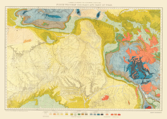 Topographical Map - Colorado Northwest Utah Economic - USGS 1881 - 23 x 32.07 - Vintage Wall Art