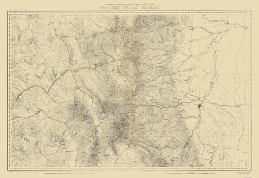 Topographical Map - Colorado North Central Sheet - USGS 1881 - 23 x 33.49 - Vintage Wall Art