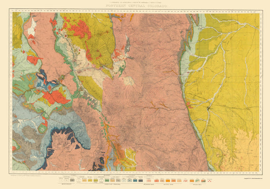 Topographical Map - Colorado North Central Economic - USGS 1881 - 23 x 32.96 - Vintage Wall Art