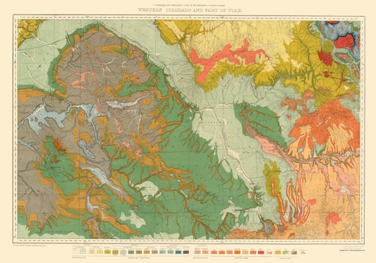 Topographical Map - Colorado Western Utah Economic - USGS 1881 - 23 x 32.84 - Vintage Wall Art