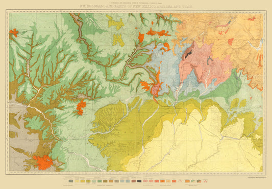 Topographical Map - Colorado New Mexico Economic - USGS 1881 - 23 x 32.96 - Vintage Wall Art