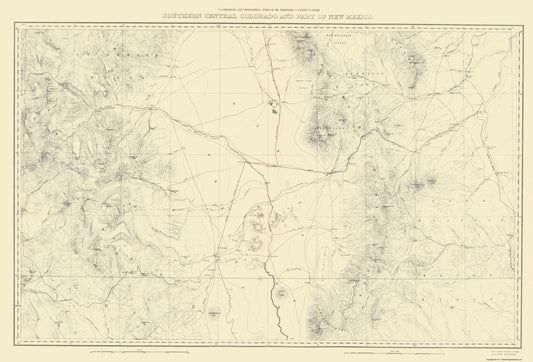 Topographical Map - Colorado South Central  New Mexico - USGS 1881 - 23 x 33.83 - Vintage Wall Art