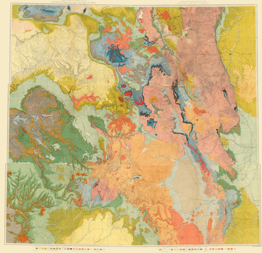 Topographical Map - Colorado North West Utah Economic Sheet - USGS 1881 - 23 x 23.86 - Vintage Wall Art