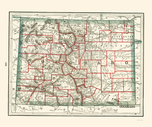 Historic State Map - Colorado - Rathbun 1893 - 23 x 27.63 - Vintage Wall Art