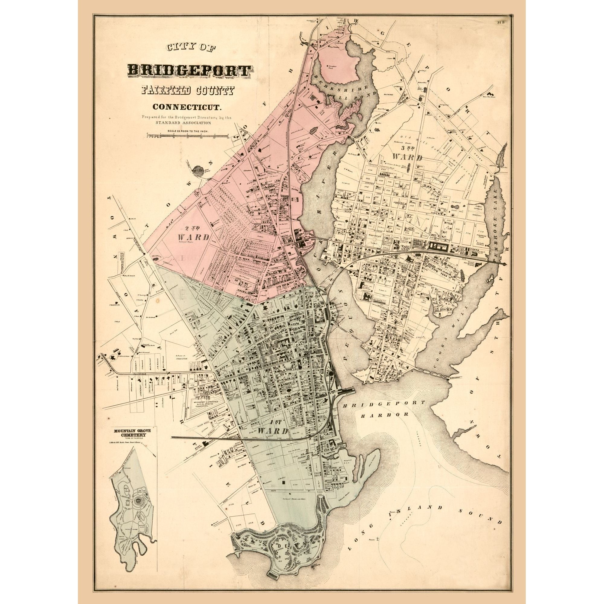 Historic City Map - Bridgeport Connecticut - 1877 - 23 x 31.01 - Vinta ...