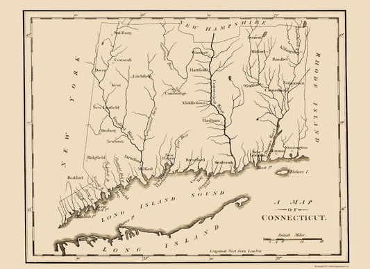 Historic State Map - Connecticut - 1794 - 23 x 31.57 - Vintage Wall Art