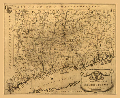 Historic State Map - Connecticut - Newhorn 1797 - 28.08 x 23 - Vintage Wall Art