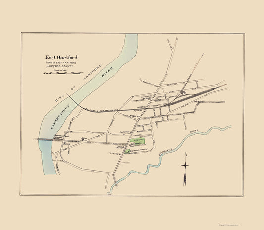 Historic City Map - Hartford East Connecticut - Hurd 1893 - 23 x 26.44 - Vintage Wall Art