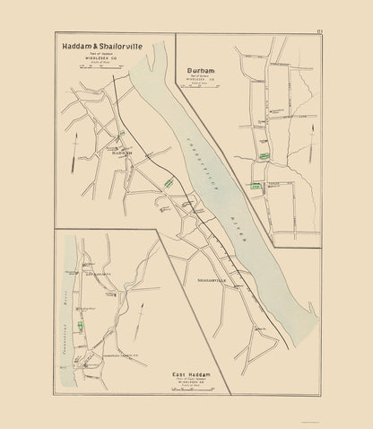 Historic City Map - Haddam Shailorville Connecticut - Hurd 1893 - 23 x 26.44 - Vintage Wall Art