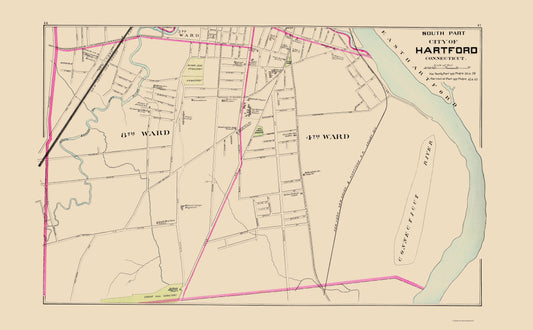 Historic City Map - Hartford South Part Connecticut - Hurd 1893 - 23 x 37.16 - Vintage Wall Art