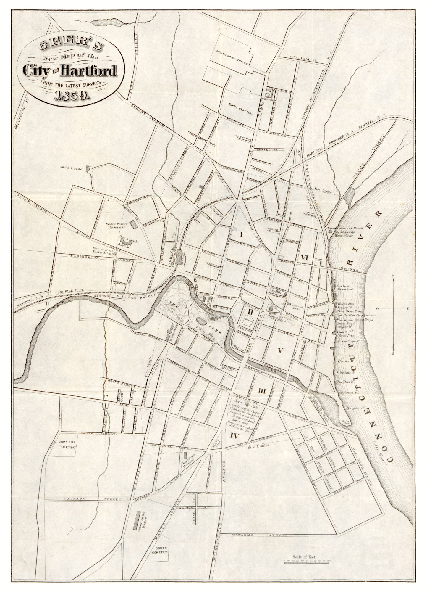 Historic City Map - Hartford Connecticut - Geer 1859 - 23 x 31.86 - Vintage Wall Art