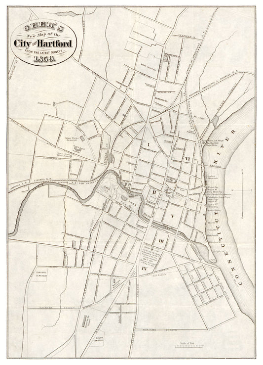 Historic City Map - Hartford Connecticut - Geer 1859 - 23 x 31.86 - Vintage Wall Art