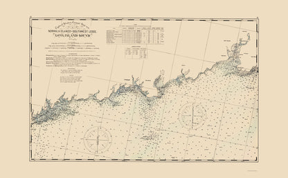 Historic Nautical Map - Long Island Sound Norwalk to Southwest Ledge - Hurd 1893 - 23 x 37.16 - Vintage Wall Art