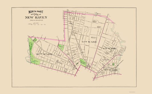 Historic City Map - New Haven North Part Connecticut - Hurd 1893 - 23 x 37.16 - Vintage Wall Art