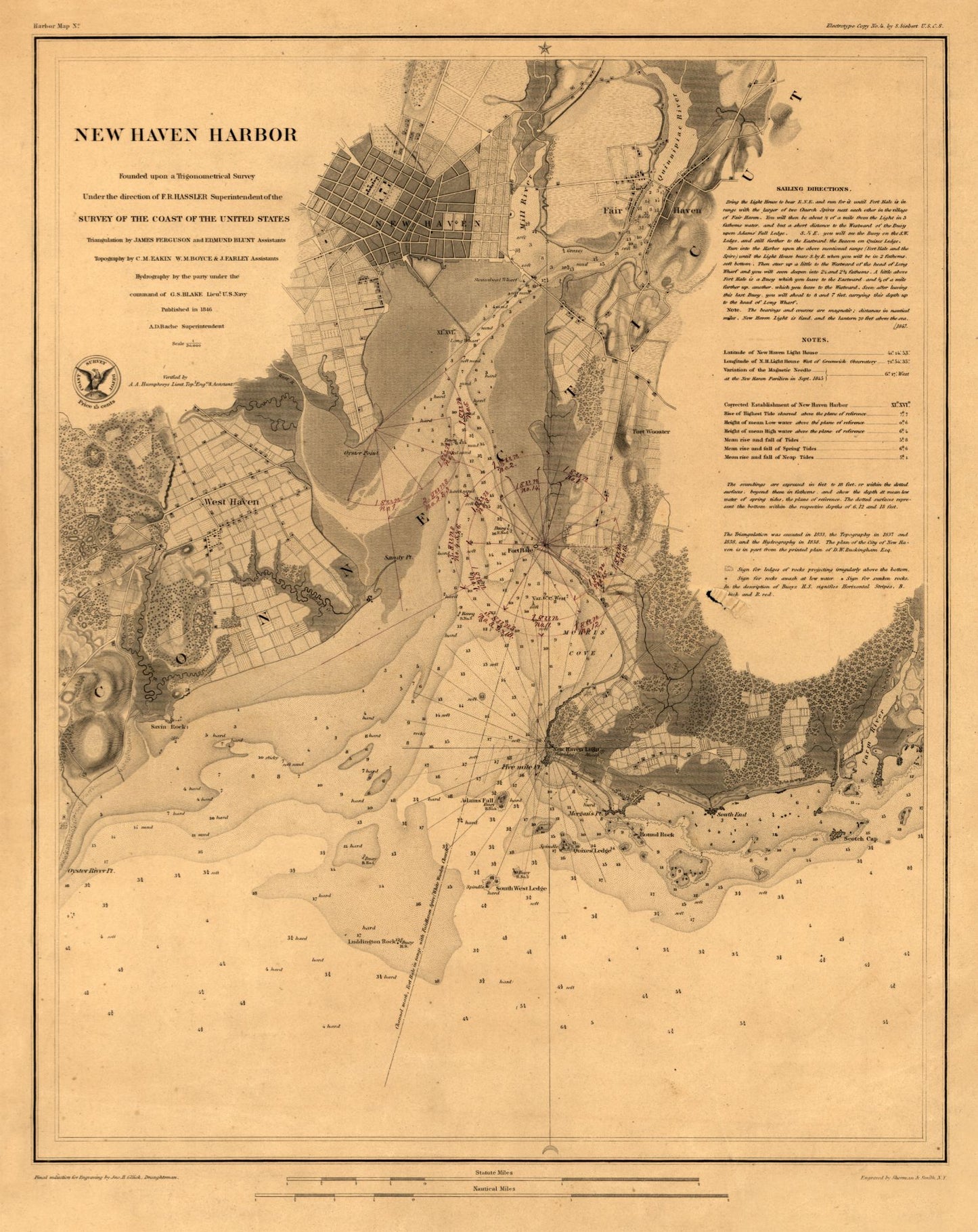 Historic City Map - New Haven Connecticut - Hassler 1860 - 23 x 28.95 - Vintage Wall Art