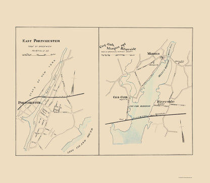 Historic City Map - Portchester East Connecticut - Hurd 1893 - 23 x 26.44 - Vintage Wall Art