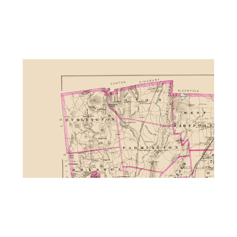 Historic County Map - Hartford County South Connecticut - Hurd 1893 ...