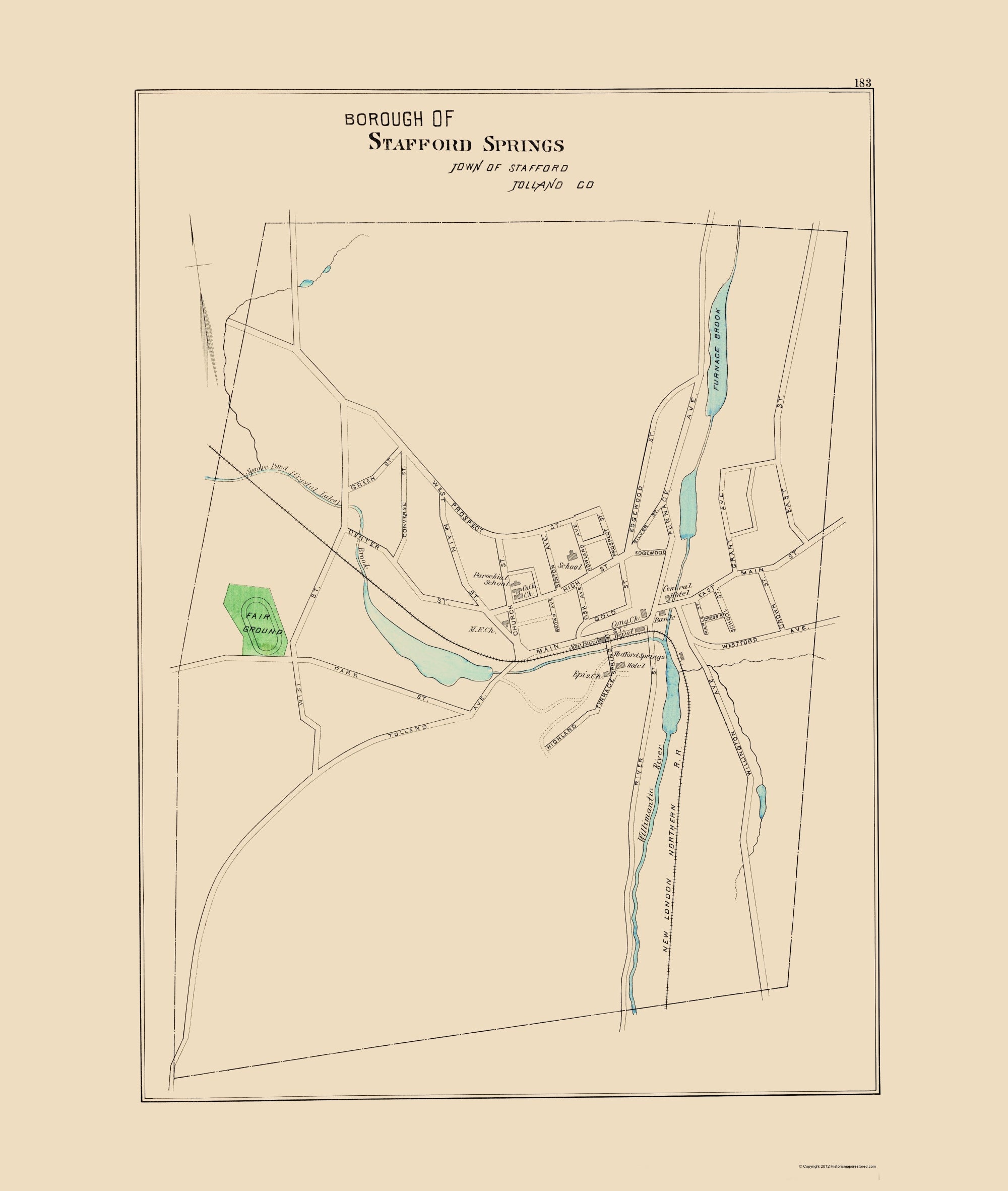 Historic City Map - Stafford Springs Connecticut - Hurd 1893 - 23 x 27 ...