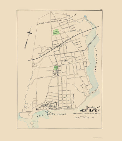 Historic City Map - West Haven Connecticut - Hurd 1893 - 23 x 26.44 - Vintage Wall Art