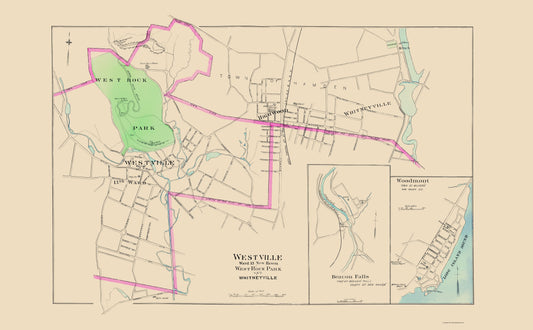 Historic City Map - Westville Connecticut - Hurd 1893 - 23 x 37.16 - Vintage Wall Art