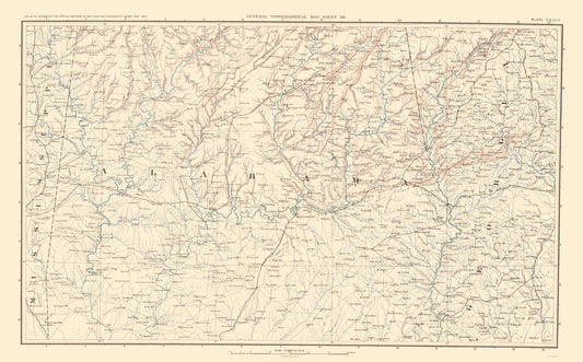 Historical Civil War Map - Mississippi Alabama Georgia Confederate Armies - Bien 1895 - 23 x 37.03 - Vintage Wall Art