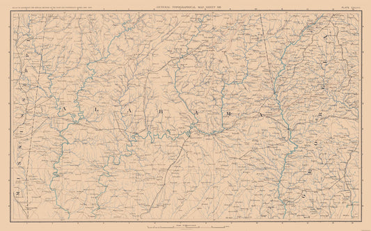 Topographical Map - Alabama - Lamont 1894 - 36.88 x 23 - Vintage Wall Art