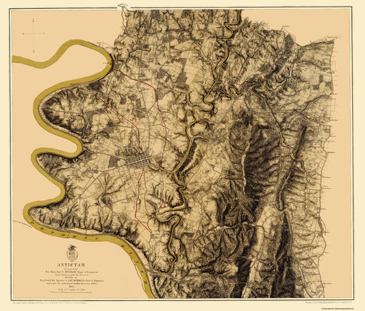 Historical Civil War Map - Antietam National Battlefield  - Weyss 1869 - 27 x 23 - Vintage Wall Art