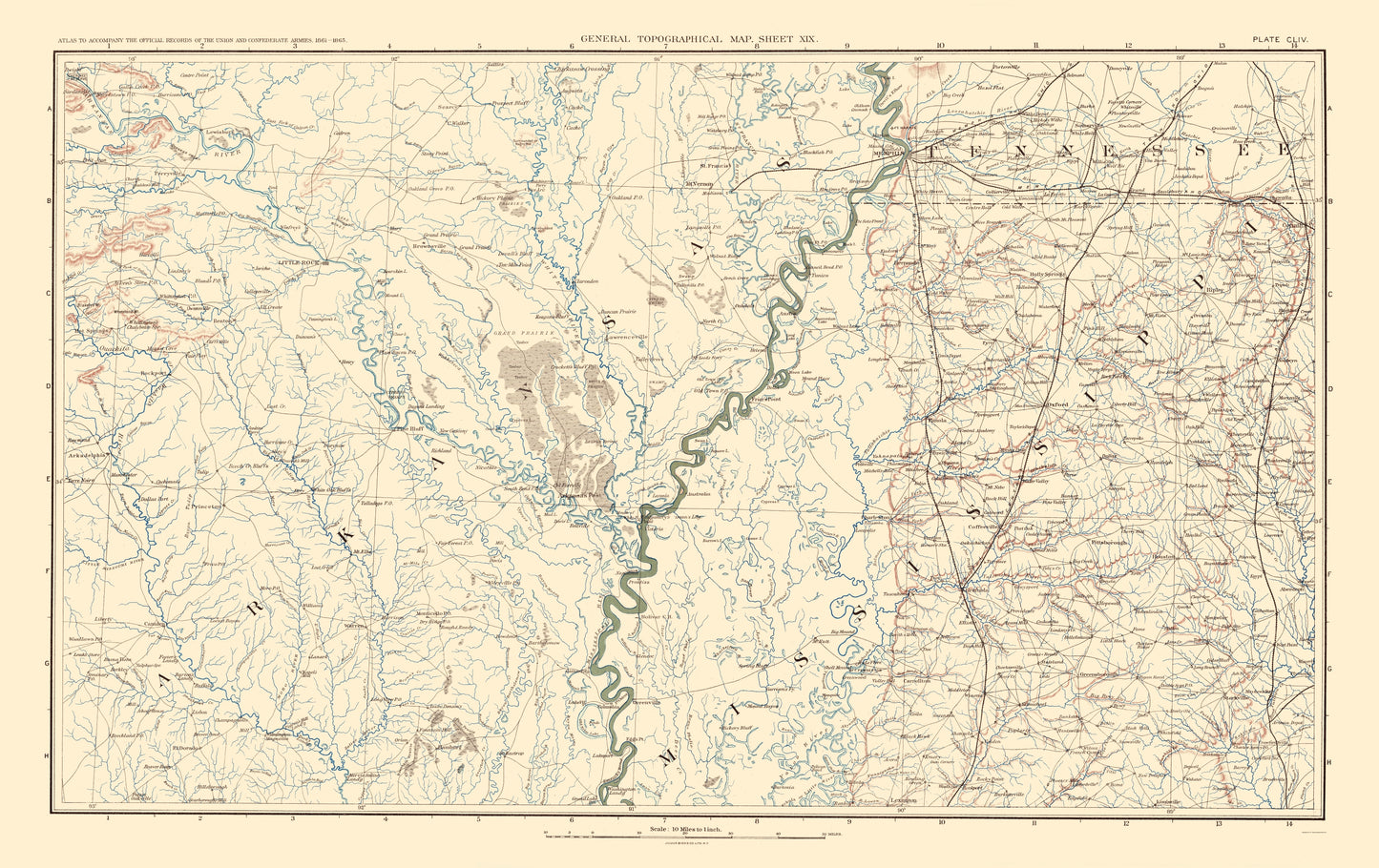 Historical Civil War Map - Arkansas Tennessee Mississippi Confederate Armies - Bien 1895 - 23 x 36.53 - Vintage Wall Art