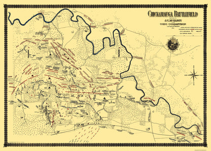 Historical Civil War Map - Chickamauga Battlefield - McElroy 1895 - 32 x 23 - Vintage Wall Art