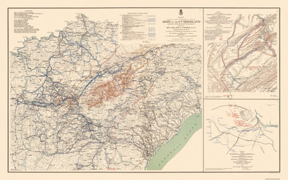 Historical Civil War Map - Cumberland Army Campaigns - Ruger 1895 - 36.81 x 23 - Vintage Wall Art