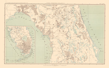 Historical Civil War Map - Florida Pennisula Lower - Bien 1895 - 23 x 36.50 - Vintage Wall Art