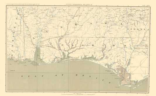 Historical Civil War Map - Alabama Florida North West - Bien 1895 - 23 x 37.31 - Vintage Wall Art