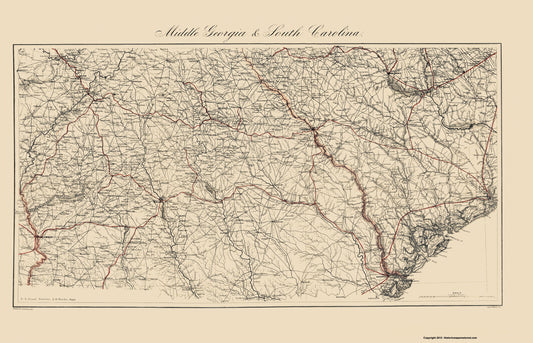 Historical Civil War Map - Georgia Central South Carolina - Bache 1865 - 23 x 35.73 - Vintage Wall Art