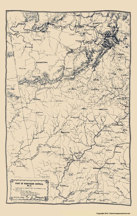 Historical Civil War Map - Georgia Northern - Merrill 1864 - 23 x 36.19 - Vintage Wall Art