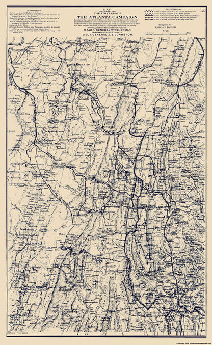 Historical Civil War Map - Atlanta Campaign I- Ruger 1864 - 23 x 37.41 - Vintage Wall Art